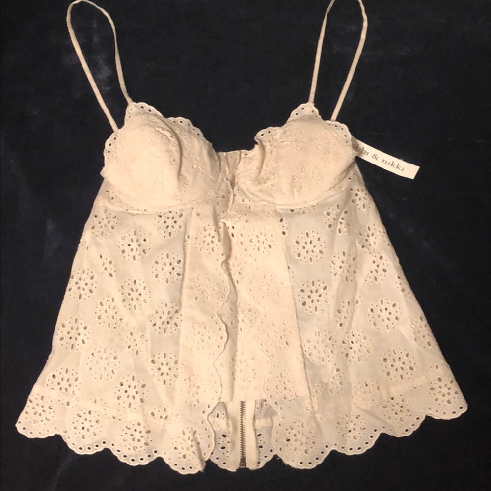 NWT Robbi & Nikki Bustier Cream Lace Crop